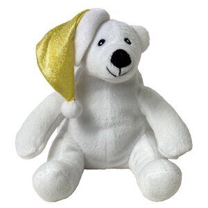 Kohl's Christmas White Polar Bear Plush with Yellow Santa Hat 7" Vintage 2011